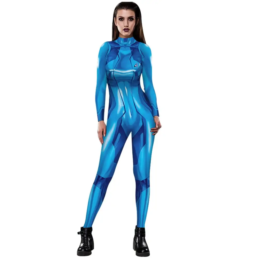 

Women GAME Samus Zero Aran Cosplay Costume 3D Printing Zentai Bodysuit Suit Jumpsuits Zentai Catsuit Samus Bodysuit