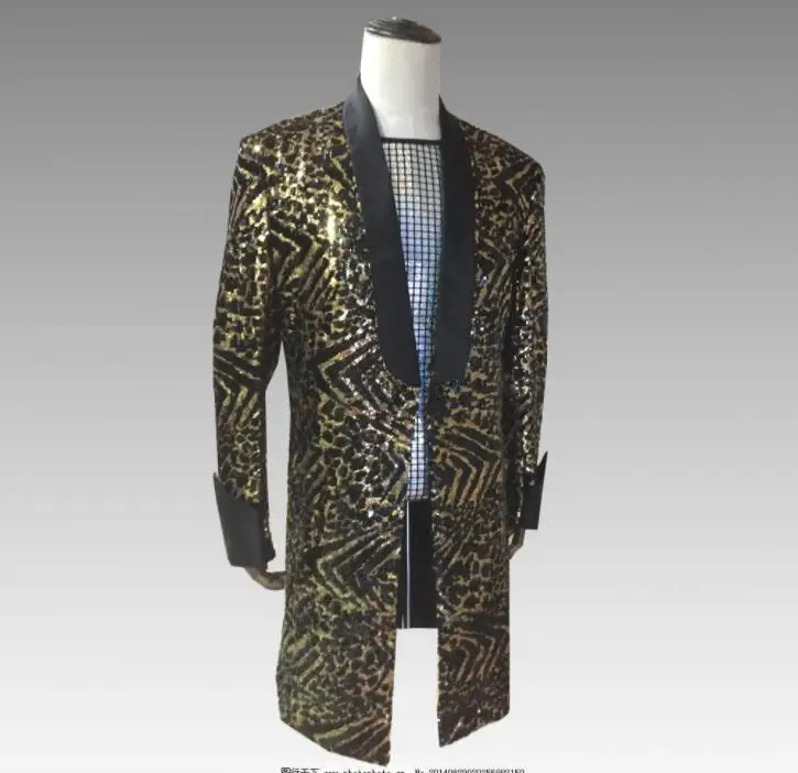 1 Leopard блёстки Блейзер мужские дизайнерские костюмы куртка мужская этап певцы одежда Танцы Звезда Стиль платье панк Рок masculino homme - Цвет: 1