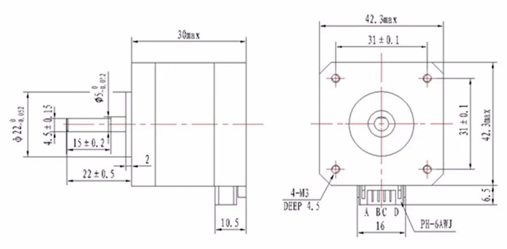 Nema17 0.24Nm 34 озин 2 фазы шаговый двигатель 42*30 мм для ЧПУ 3D принтер