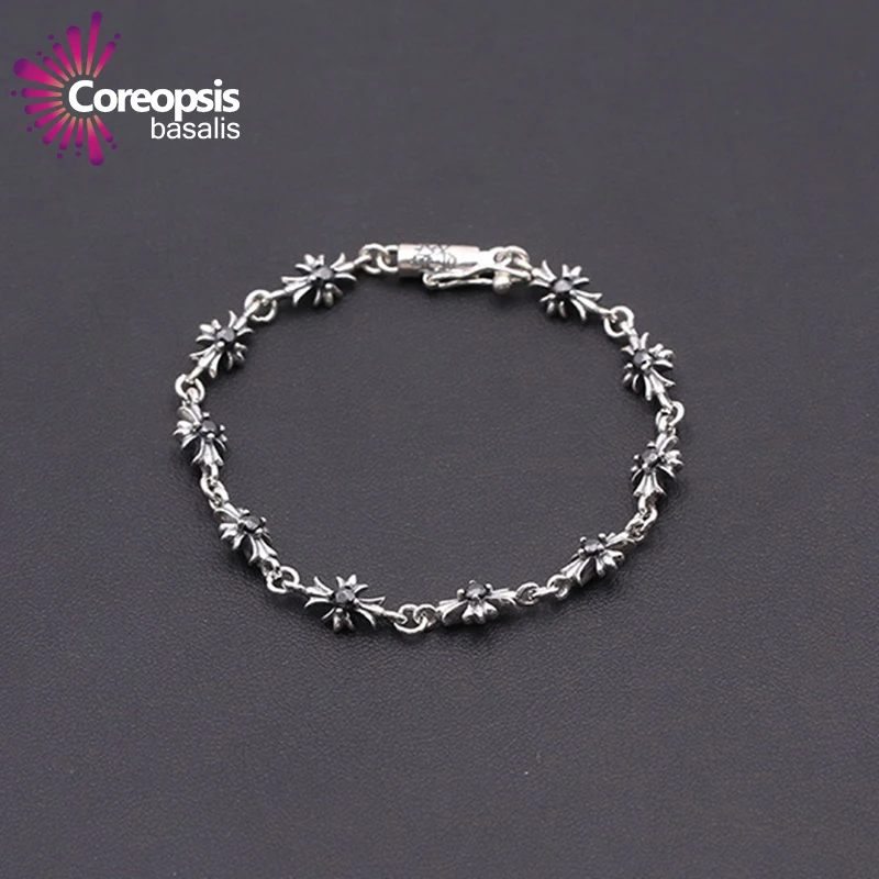 Thai Silver Genuine 925 Silver Mens Jewelry Bracelet For Men Male Cross bracelet lengthened Thai Silver Genuine 925 Silver Mens Jewelry Bracelet For Men Male Cross bracelet lengthened
