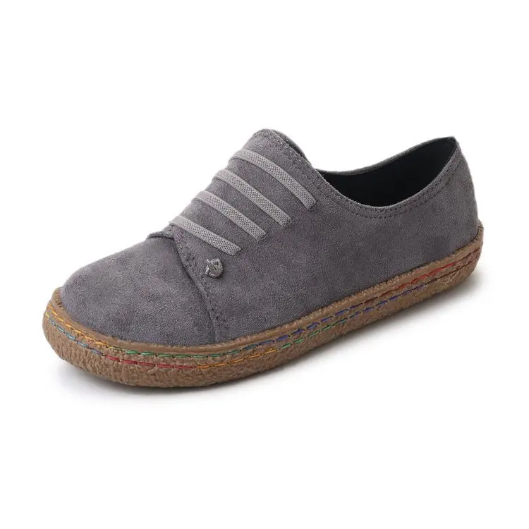 Женская обувь; Новая Осенняя замшевая женская повседневная обувь на плоской подошве; нескользящая износостойкая дышащая женская обувь в горошек; Размеры 35-42 - Цвет: gray