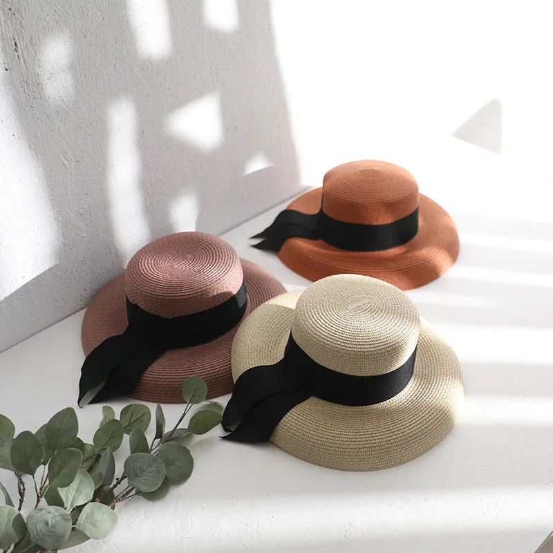 

Hepburn Hat Female Elegant Butterfly Knot Summer Beach Seaside Holiday Sunshade Lightshade Pot Hat