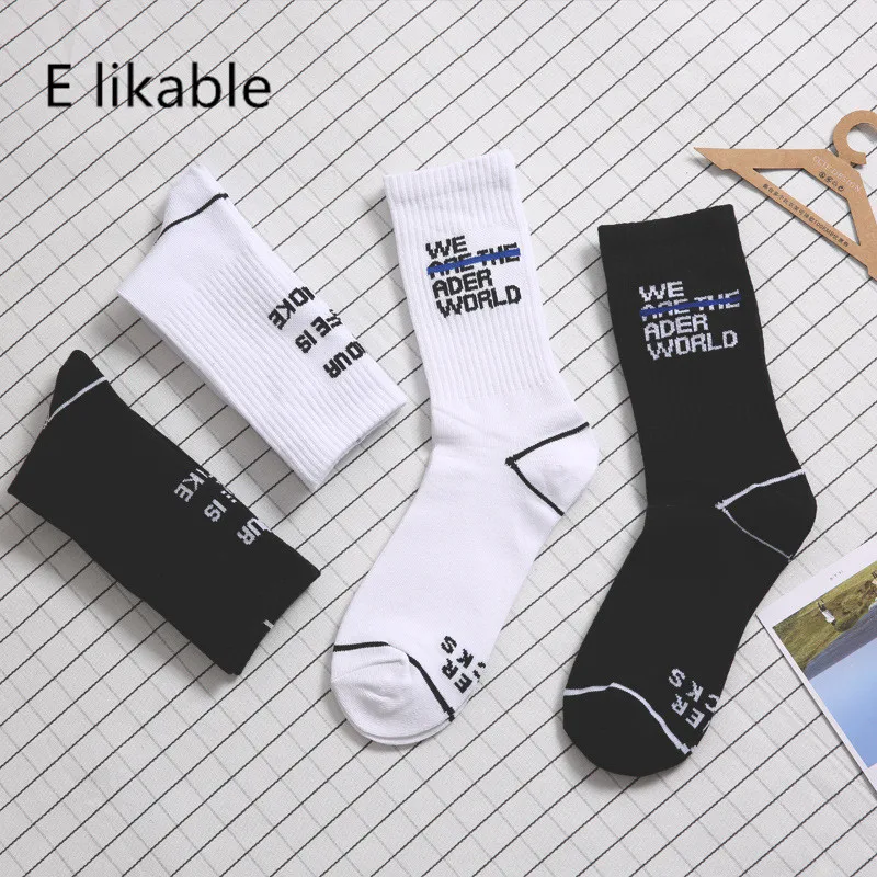 

E likable new fashion simple letter color men and women casual wild cotton socks