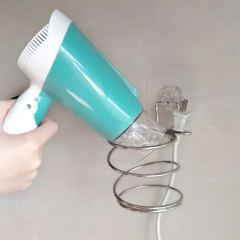 

Wall-mounted Hair Dryer Holder Stainless Steel Shelf Organizer Bathroom Accessories Hair Dryer Storage Rack