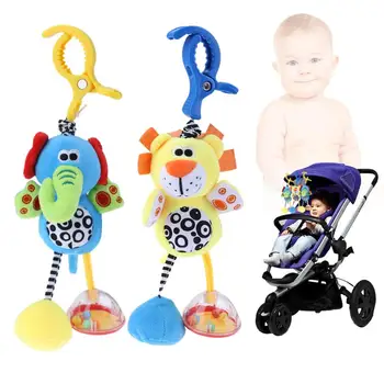 

1pcs Baby Kids Toys Rattles Soft Plush Animal Elephant and Lion Clip Baby Hanging Toys Dolls Stroller Crib Hanging Wind Chimes