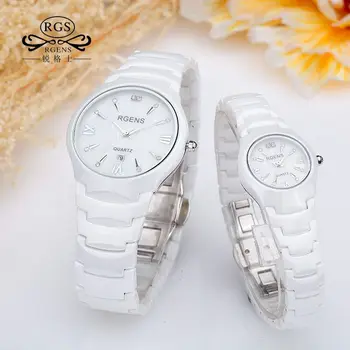 

woman and man watches 100% ceramic white black waterproof womens mens quartz wristwatches fashion diamond calendar loves clocks