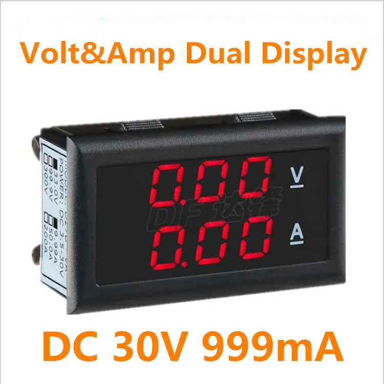 DC 30V 999mA двойной светодиодный дисплей цифровой вольт и Амперметр Напряжение измеритель тока монитор с номером дорожки 12003263