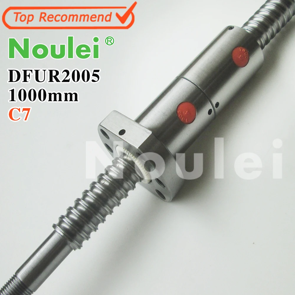 Noulei 2005 C7 1000mm ball screw 5mm lead with DFU2005 ballnut + end machined for CNC diy kit DFU set