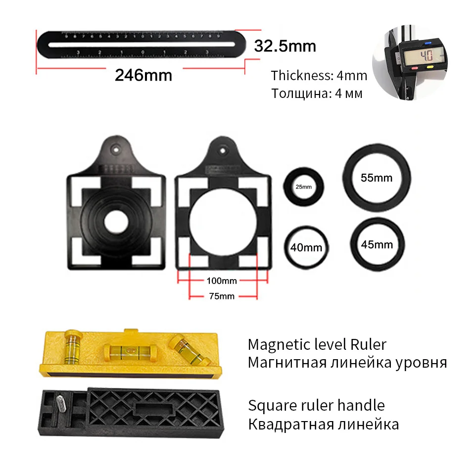 Модернизированная многоугольная складная линейка шаблон инструмент с металлическими винтами алюминиевый сплав измерительная линейка универсальная плитка отверстие локатор