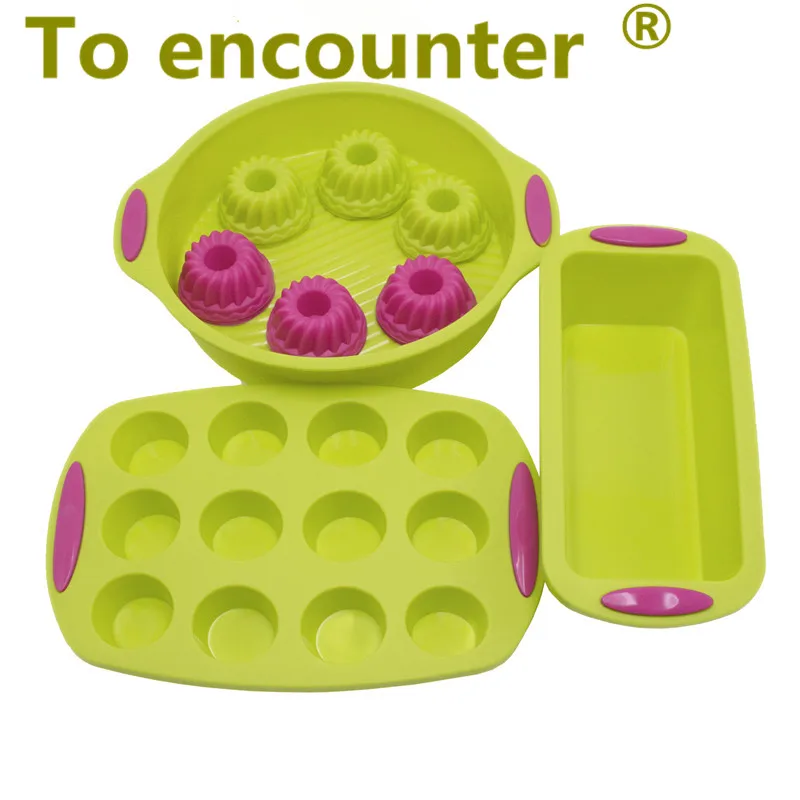 To encounter Round Shape Silicone Baking Cake Mold Square DIY Toast Bread Pans Baked Muffin 12 pieces Cupcake Molds | Дом и сад