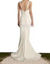 Long Mermaid Wedding Dress Spaqhetti Strap Pleat Backless Sexy Beach Bridal Gown