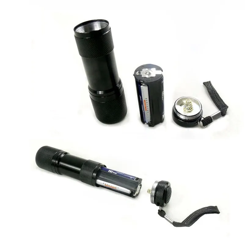UV 9LED Flashlight Mini Aluminum UV ULTRA VIOLET 9 LED Flashlight Blacklight Torch Light Lamp fahrrad licht #4S03 (2)