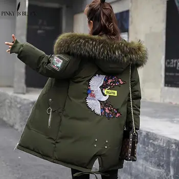 

PinkyIsBlack Winter Women's Parka Coat Warm Jacket Women's Thick Down Cotton Quilted Coat With Hooded Fur Collar New Collection