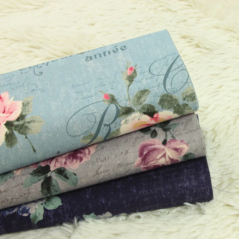 

half yard thicken cotton fabric with retro rose print, handmade DIY garment dress children cloth 100% cotton B38