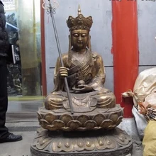 Китайский Храм старый Медь Бронзовый Kshitigarbha Дзидзо Сюань Цзан бонза Статуя Будды