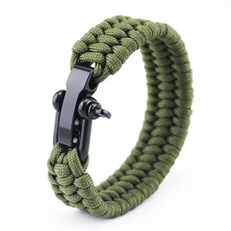 سوار النجاة في الهواء الطلق التخييم الطوارئ بقاء سوار Paracord المنقذة للحياة والعتاد المعصم حبل مضفر Paracord