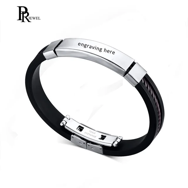Customized Engraving Silicone Bracelets Personalized Men S Name Id Customized Engraving Silicone Bracelets Personalized Men S Name Id Text Custom Bangles