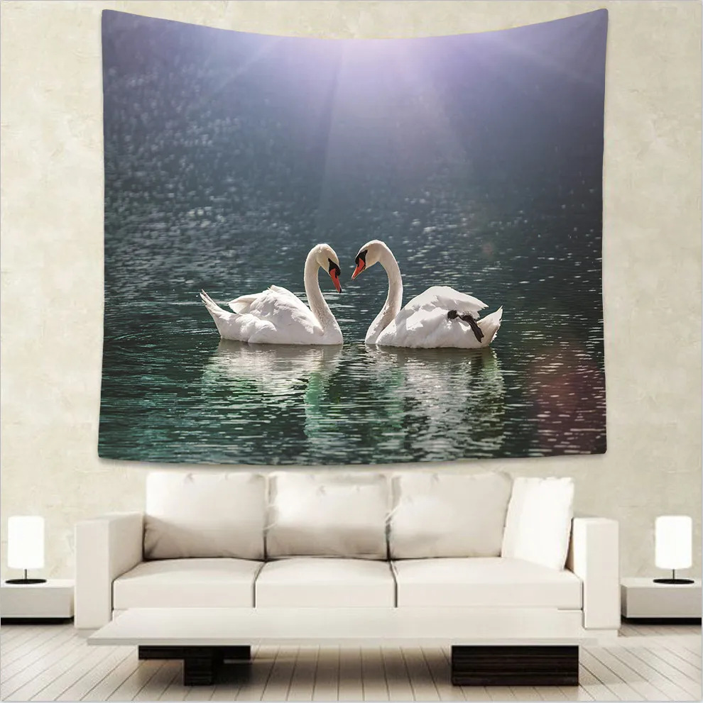 Природа Лебедь гобелен Летающий попугай настенный арт птица Стрекоза коврик с