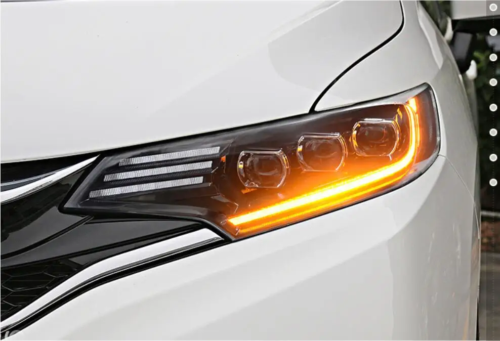 2pcs Car bumper lamp for Honda Fit Jazz LED headlight,GK5 2014 2015 2016year car accessories