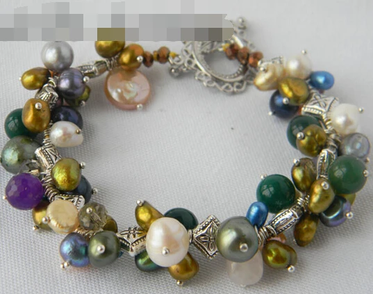 

free shipping 12744 Multicolor Baroque Freshwater Pearl Bracelet