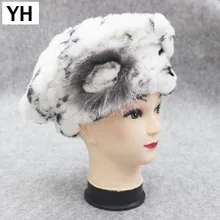 Новинка, женская натуральная шапка из меха кролика Рекс, зимняя шапка из меха кролика Рекс, вязаная шапка, настоящий мех кролика, шапки из меха кролика рекс