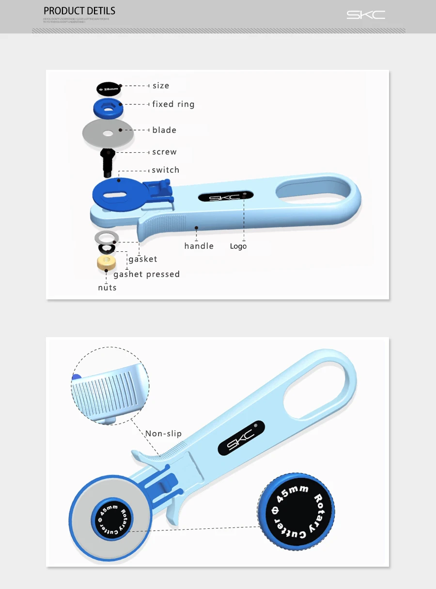 SKC роторный резак для шитья, шитья, кожаной ткани, ремесло, режущий инструмент, сделай сам, портной нож, ручная работа, сделай сам, поворачивает нож 28 мм, 45 мм