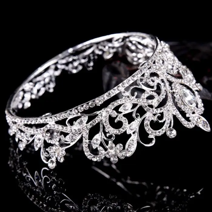 Винтажная Свадебная Корона со стразами в стиле барокко, тиара и корона, украшения для волос, серебряная диадема, головной убор, аксессуары для волос для невесты JL