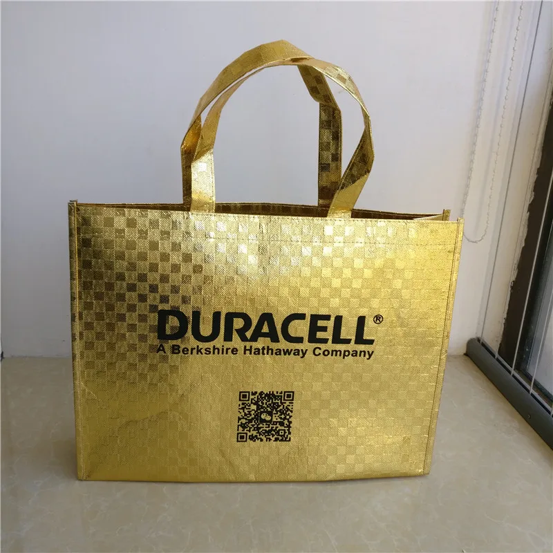 500 шт/партия заказной печатный логотип многоразовые золотые высококачественные лазерные Нетканые хозяйственные сумки для Подарочная Одежда Пакет