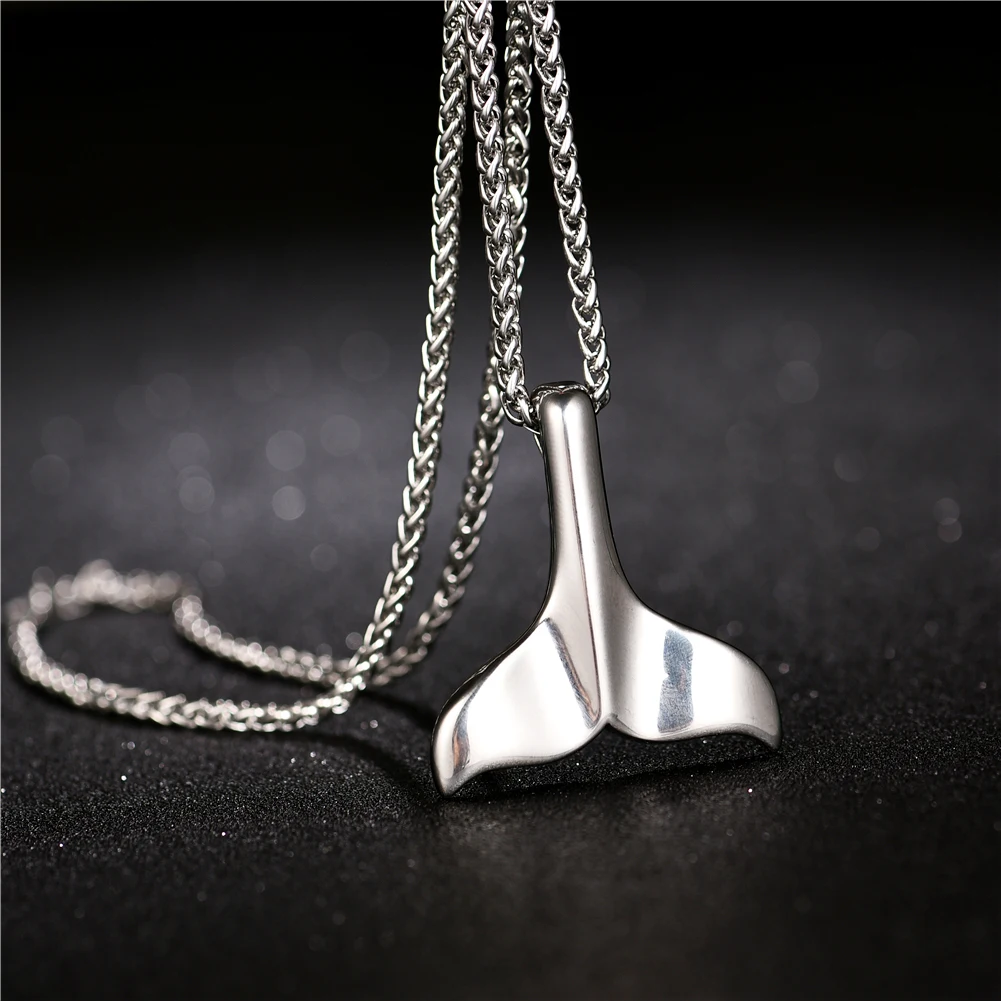 

Boho Whale Tail Necklace Pendant for Women Stainless Steel Dolphin Fishtail Mermaid Necklaces Jewelry