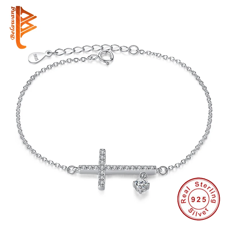 

New Luxury Brand Design CZ Pendant Cross Charm Bracelet 925 Sterling Silver S925 Logo Bracelet For Women Jewelry Gift