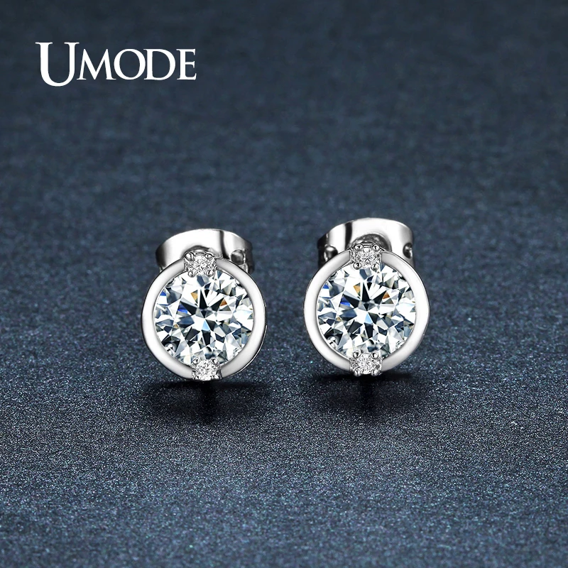 

UMODE Brand Designer Simple CZ Stone Big Crystal Stud Earrings for Women Wedding Fashion Jewelry Boucle D'Oreille Femme AUE0314