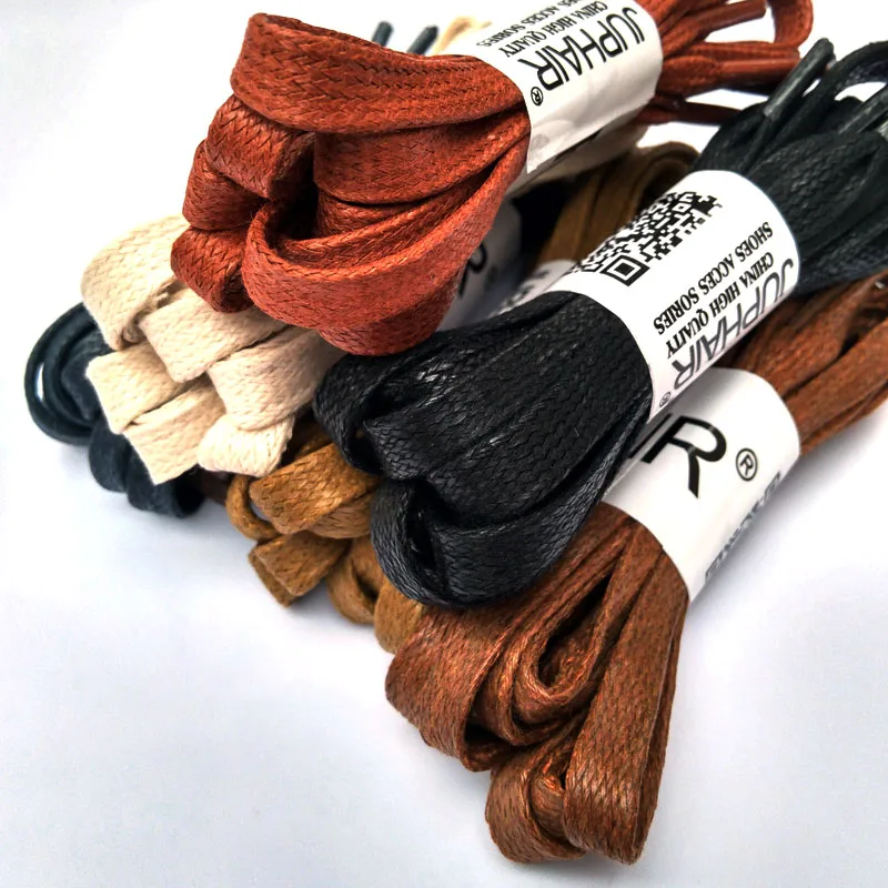 JUP 3 Pair Flat Waxed Colored Shoelaces Unisex  100% Cotton Flat Shoestring Leather Boot Laces Martin Boots Sneakers Shoes Laces