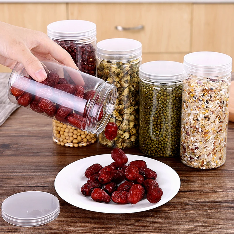 

Food Storage Jar Kitchen Storage Bottles Sealed Cans with Cover Large Capacity Candy Glass Jars Tea Box Storage Tanks