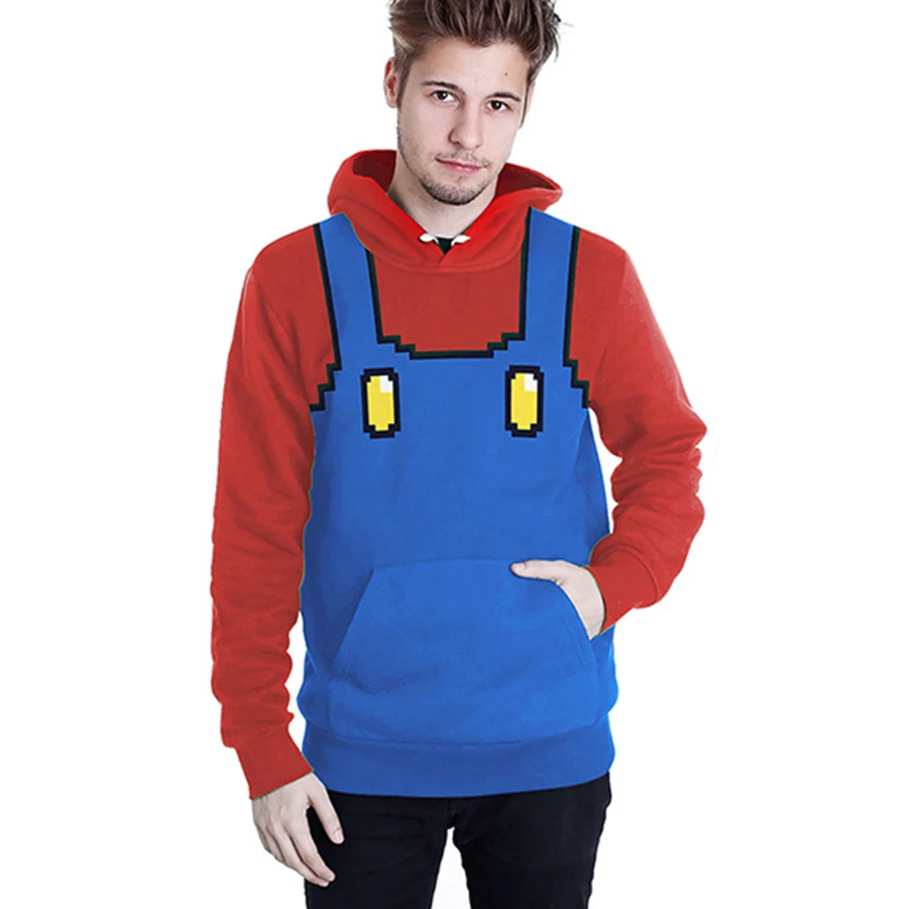 New Super Mario 3D Print Hoodie Cartoon Autumn Winter Hip Hop Casual Hooded Sweatshirt Funny 