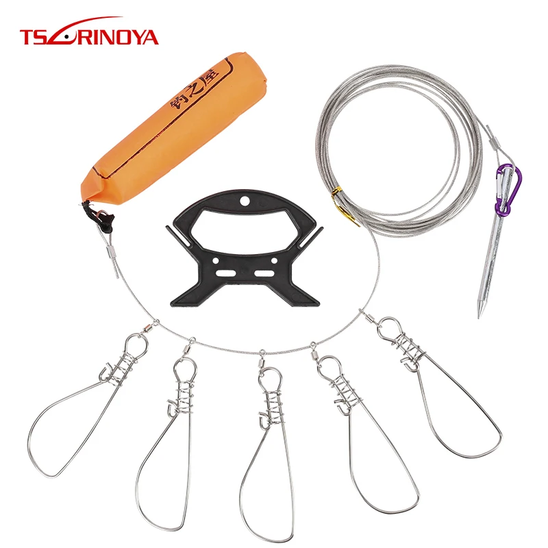 

TSURINOYA 5 Snaps Stainless Steel fish lock With Float Live Fish Lock Fishing Lure tackle Tool Accessory Fishing Lock Buckle