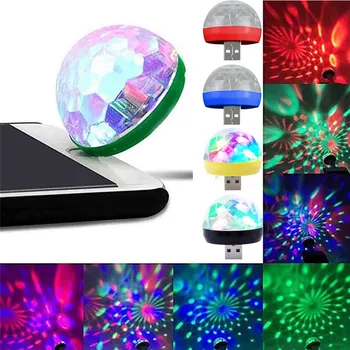 

USB Mini LED Party Night Lights Crystal Magic Ball Home Party By Sound Music Decorations Colorful Stage Disco Light 2 Plugs D#3