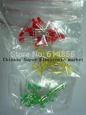 

5Colors*20PCS=100PCS 5mm LED Diode Light Assorted Kit Green Blue White Yellow Red COMPONENT DIY kit