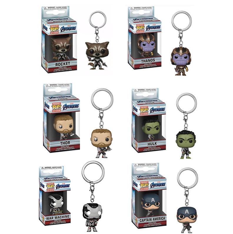 

Funko POP Keychain Toys Avengers: Endgame Keychain ROCKET THANOS THOR PVC Action Figure Collectible Model toys for chlidren