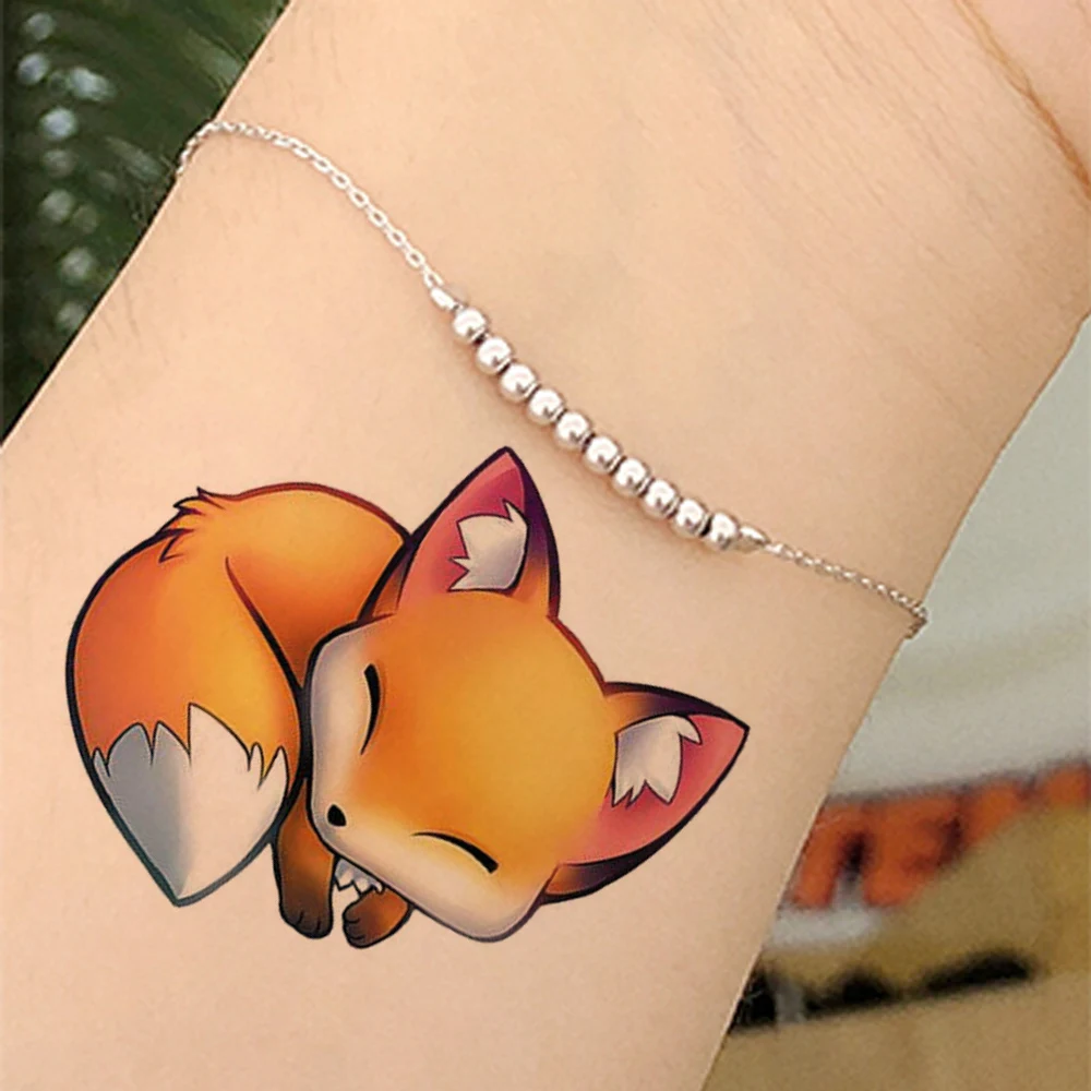 

Flash Fox Kids Tattoo Stickers Children Body Arm Art Temporary Tattoo Cute Cartoon Women Fake Tatoos Animal Xmas Gifts Girl Neck