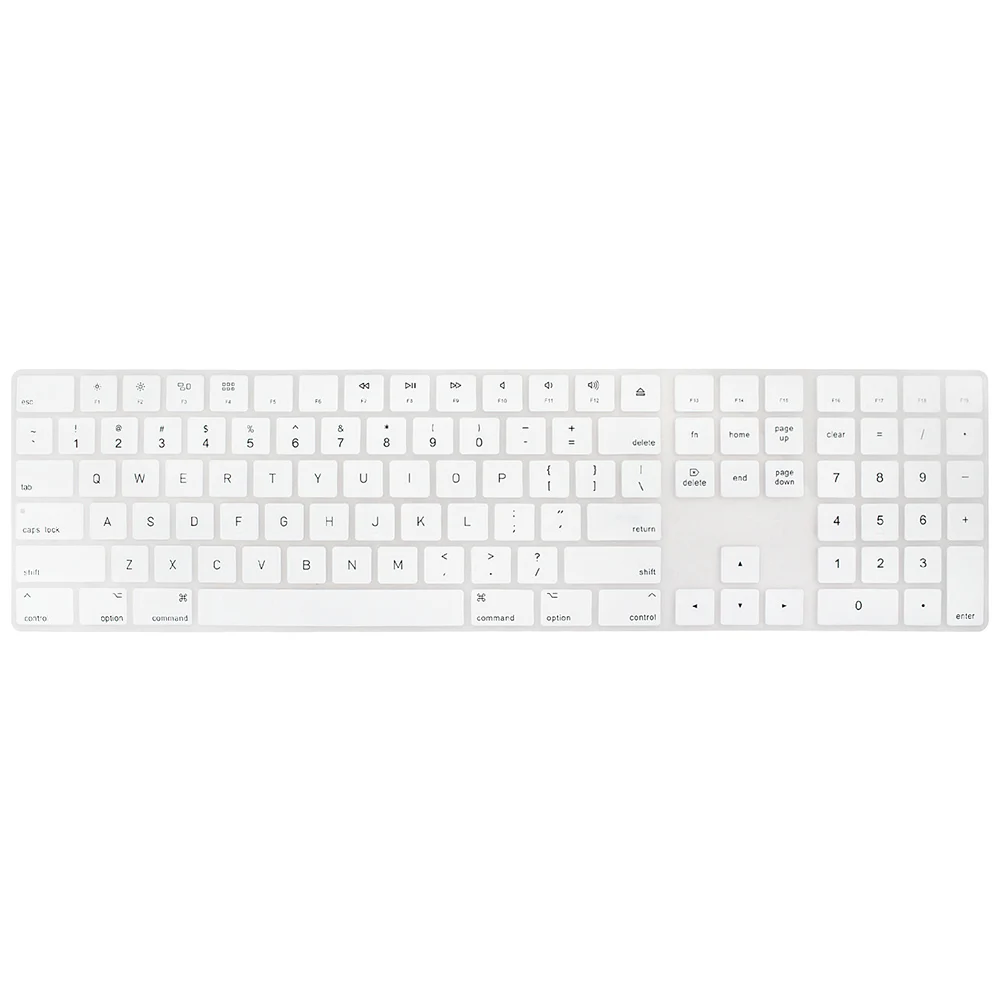 HRH силиконовый чехол для клавиатуры, защитная клавиатура для Apple Magic Keyboard с цифровой клавиатурой A1843 MQ052LL/A, выпущена в году - Цвет: White