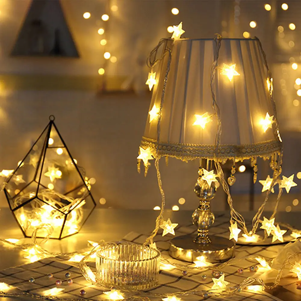 

Fairy Garland LED Five-pointed Star String Lights Waterproof For Christmas Tree Wedding Home Indoor Decoration Battery Powered