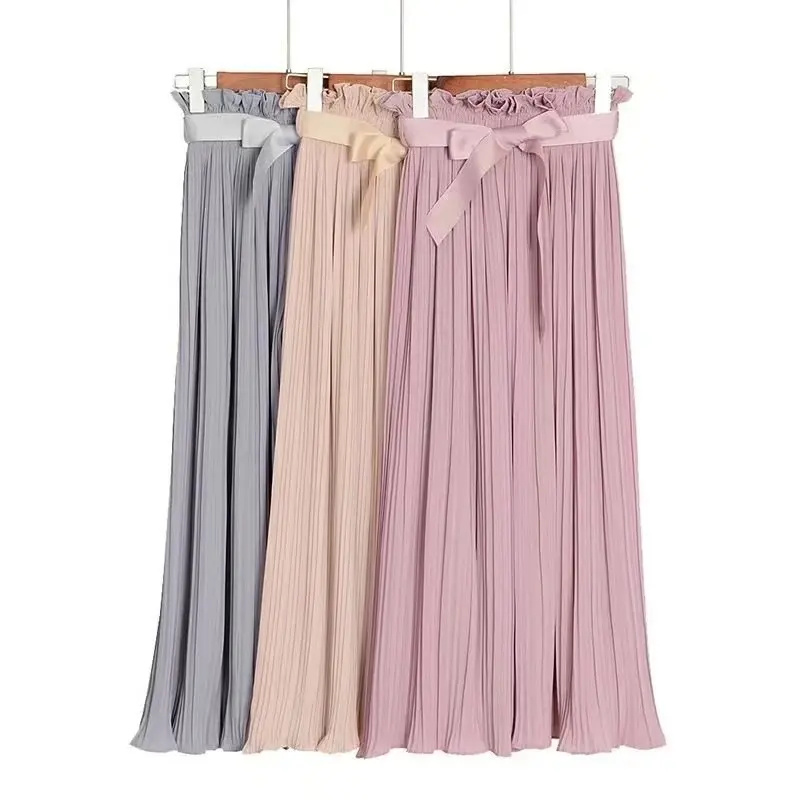 

2019 wide legged pants pleated black fungus joker about nine pants lace high waisted show thin vertical wide legs pants women