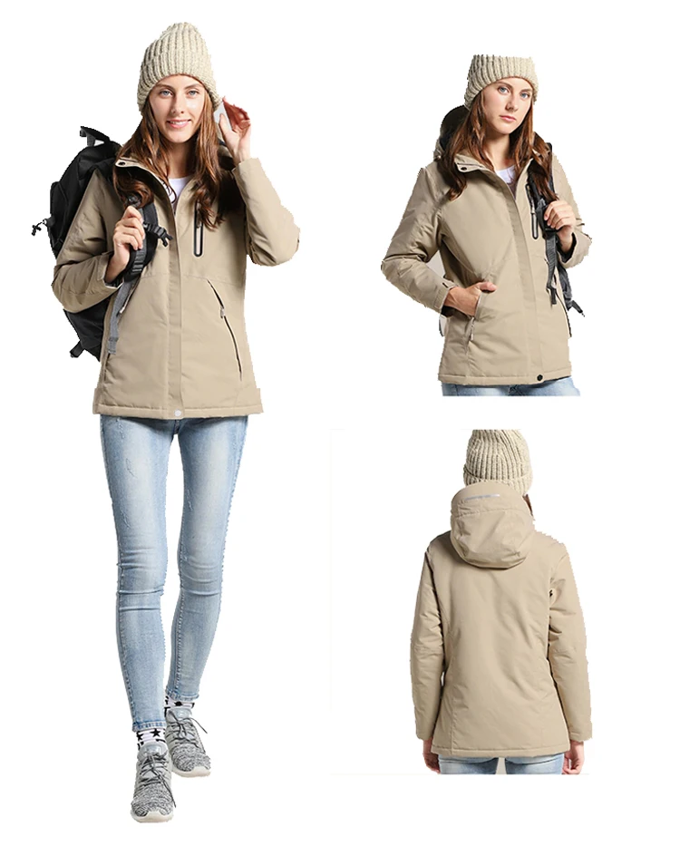 Cabolsa de Acampamento ao ar Livre Aquecido Caminhadas Jaqueta Feminina Inverno Quente Trekking Blusão Ski Jaquetas Impermeáveis Cabolsas Am354 Usb 26 High Quality Esporte e Lazer