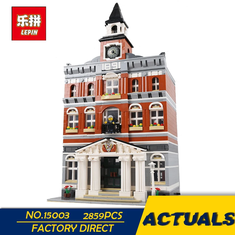 

LEPIN 15003 2859PCS City Town Hall Sets Model Building Kits Set Blocks Children Toys Compatible With 10224 as Gift Education