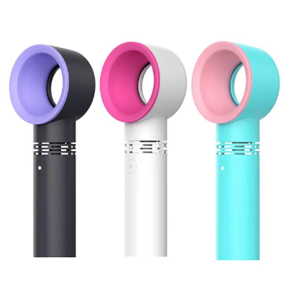 Lovely Useful Portable USB Rechargeable Bladeless Fan Handheld Mini Cooler No Leaf Fan with 3