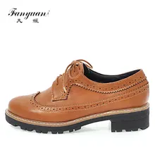 Fanyuan/Классические Стиль выдалбливают цветы Для женщин Оксфорд Ботинки-броги чёрный; коричневый Туфли под платье женские Туфли без каблуков Обувь шнурованная для женщин Кружево до Туфли без каблуков