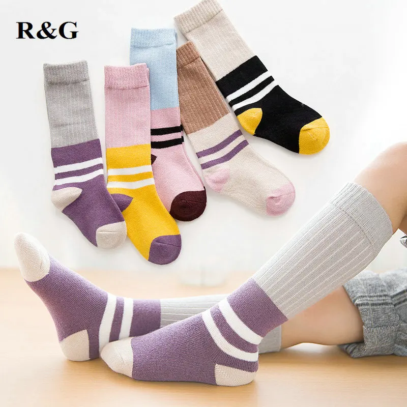 

1 pair Sriped kids socks soft cotton warm lovely colorful high socks for girls children winter spring 2018-18100
