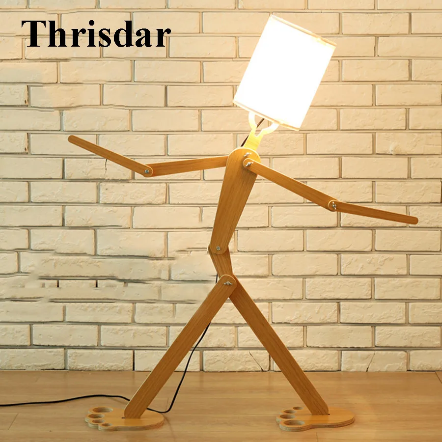 

Thrisdar LED multi-joint movable robot type table lamp creative fun wooden table lamp lighting