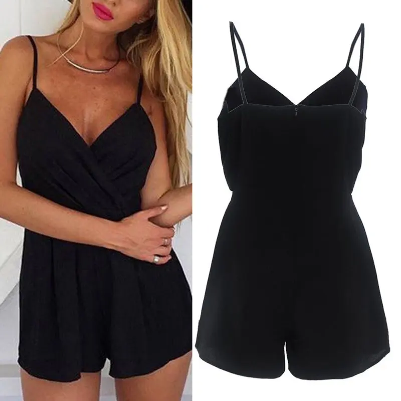 Women's V-Neck Romper: Sexy Solid Clubwear Jumpsuit Playsuit for an Elegant Bodycon Look image 3