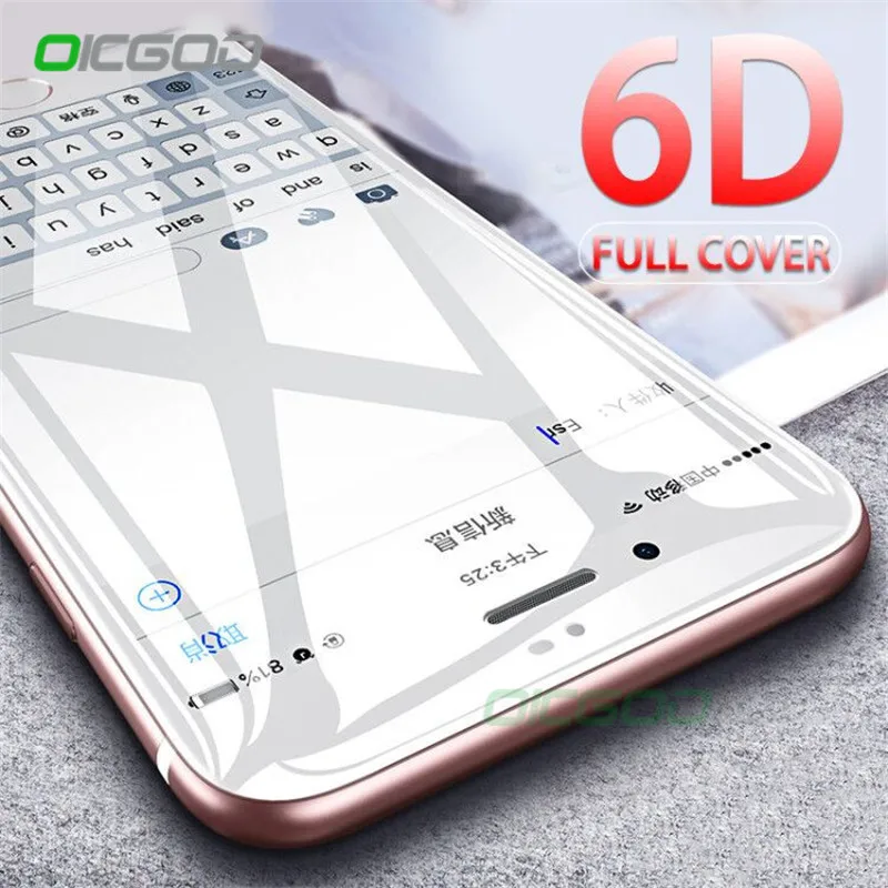 OICGOO 6D изогнутое закаленное стекло для iPhone 8 7 6 Plus X 10 полное покрытие Защита экрана